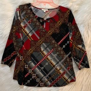 Laura Petites Blouse Top Multicolored Small with 3/4 sleeve